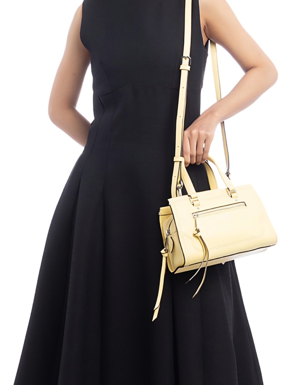 Marc Jacobs Recruit Small Satchel Pale Yellow Pebbled Leather Crossbody Bag